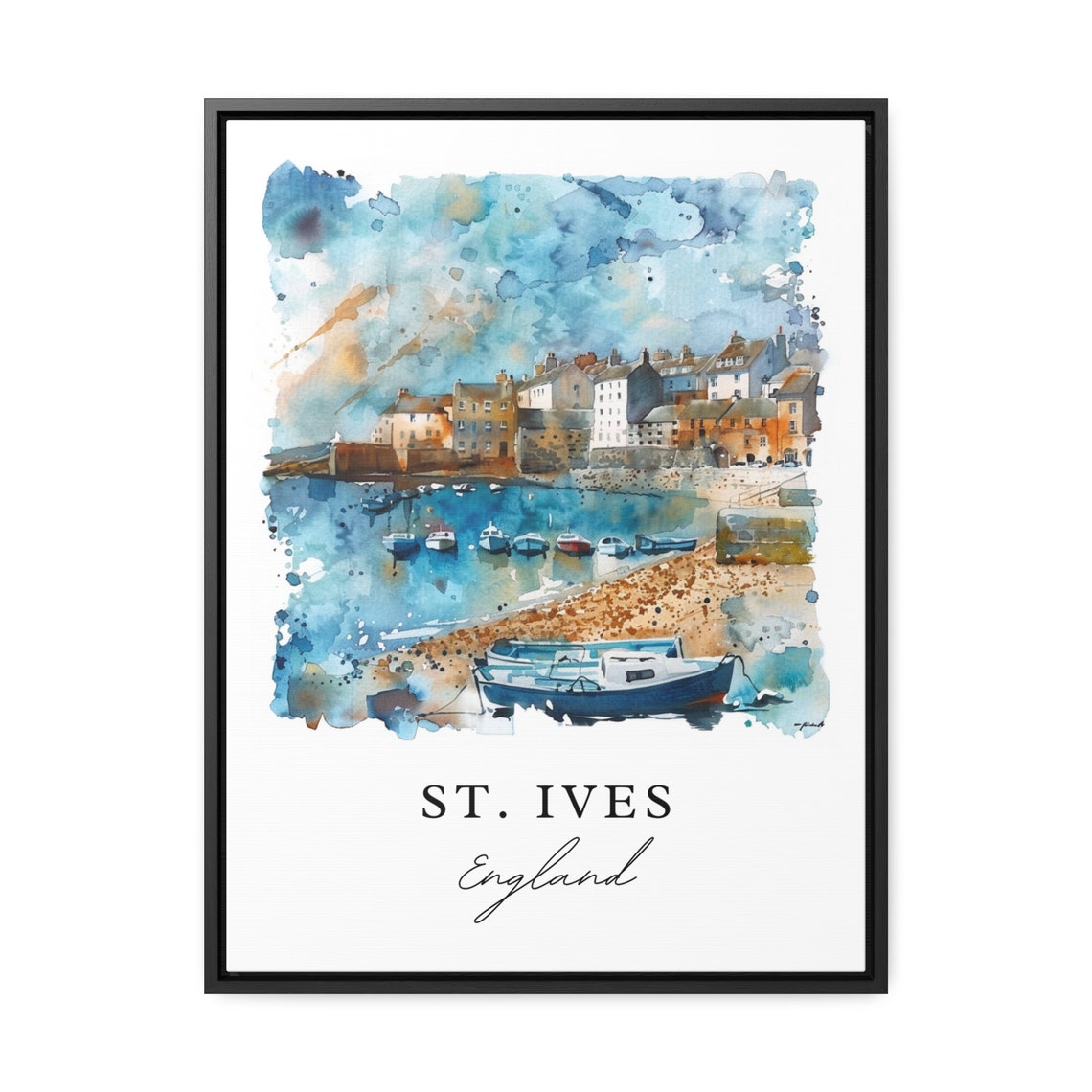 St. Ives England Harbor Watercolor Minimalist Travel Art Poster - Image 2