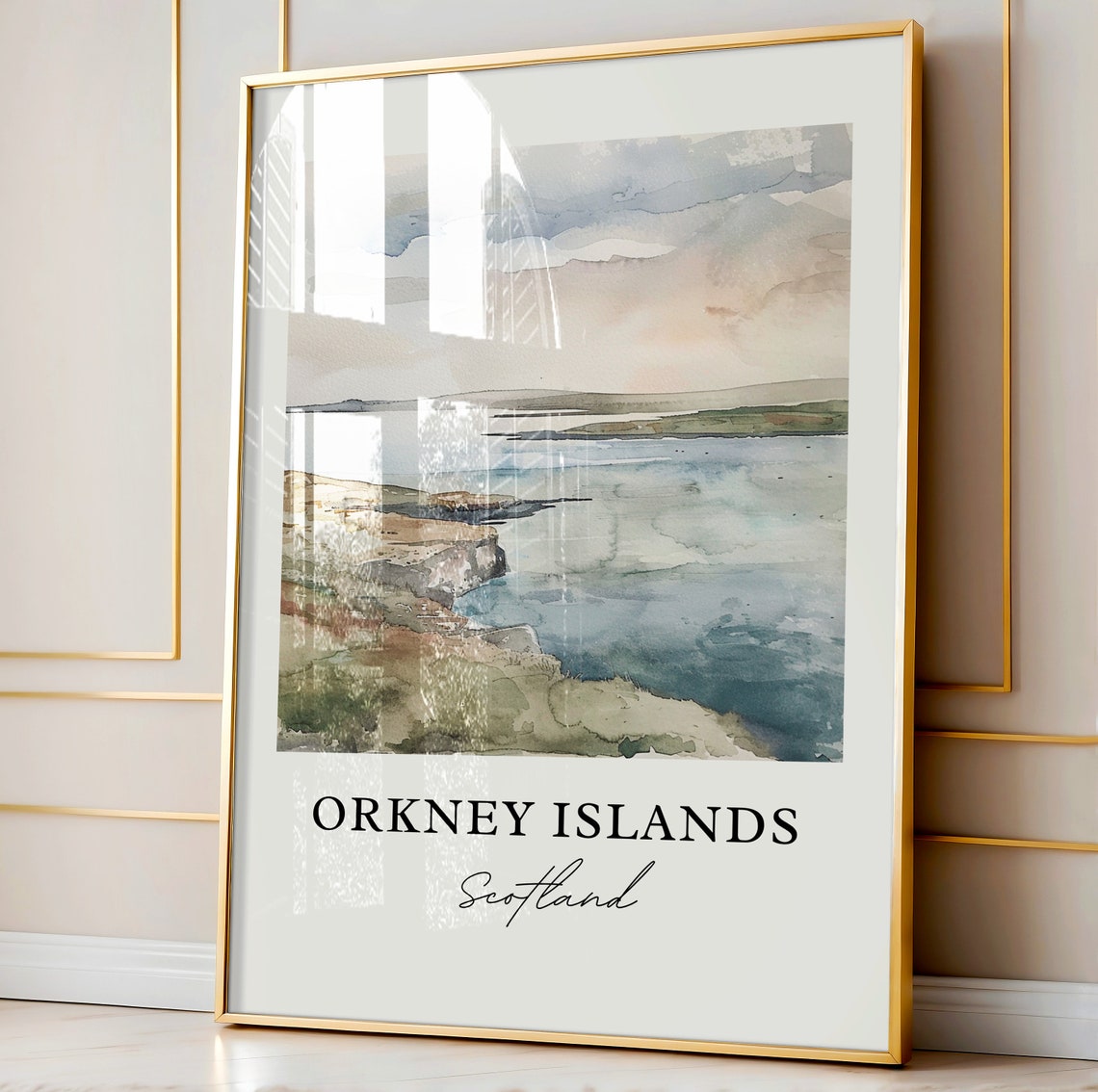 Orkney Islands Scotland Watercolor Coastal Cliff Seascape Poster - Image 4