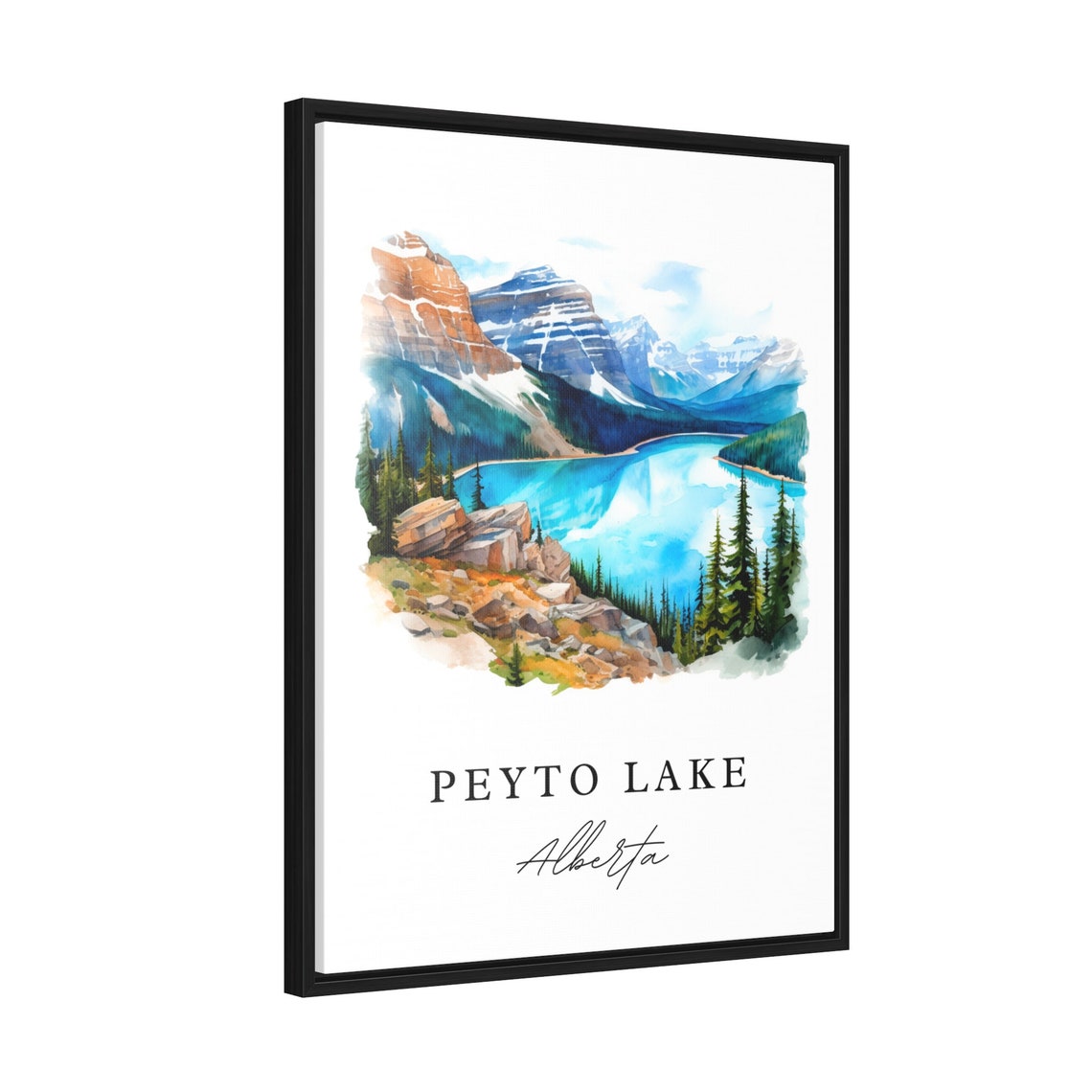 Peyto Lake Alberta Canada Turquoise Mountain Lake Watercolor Poster - Image 2