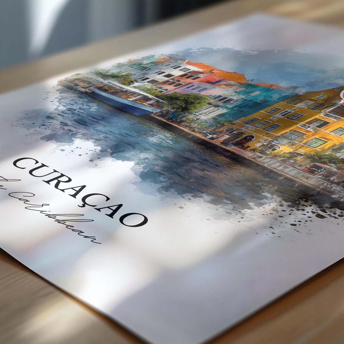 Curacao Watercolor Caribbean Harbor Pastel Facades Travel Poster - Image 6