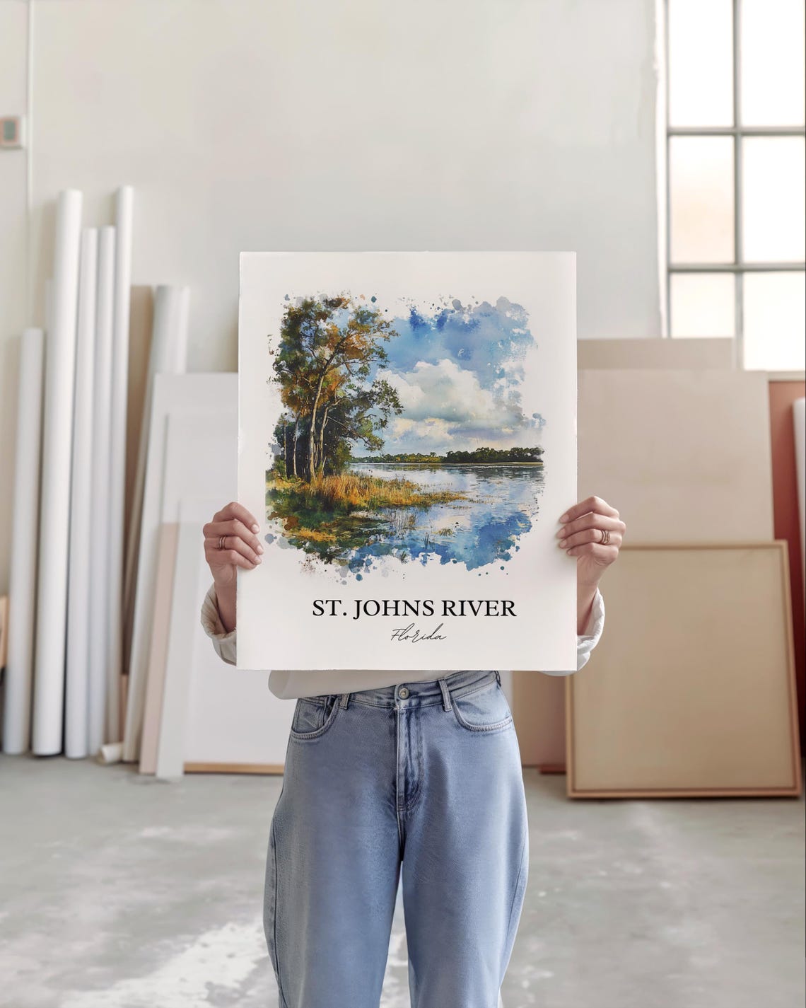 St Johns River Florida Riverside Watercolor Nature Travel Poster - Image 3