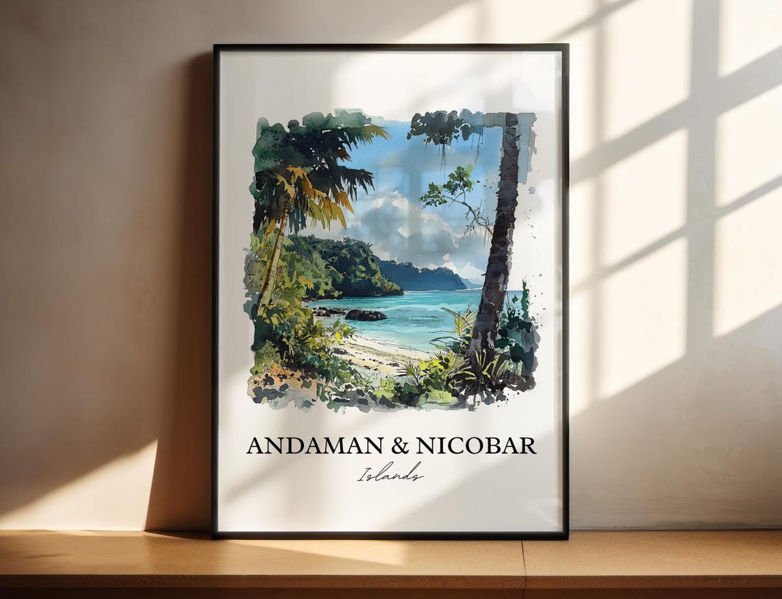 Andaman Nicobar Islands Watercolor Tropical Beach Paradise Poster