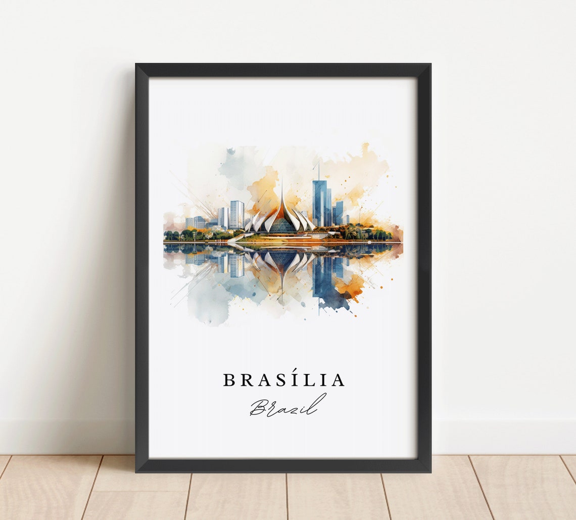 Brasilia Brazil Wall Art Print, Custom Text - Image 2