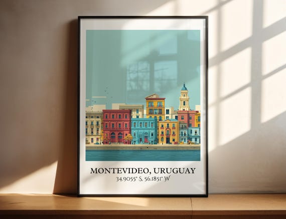 Montevideo Art Retro Travel Home Decor Uruguay Gift Prints Housewarming