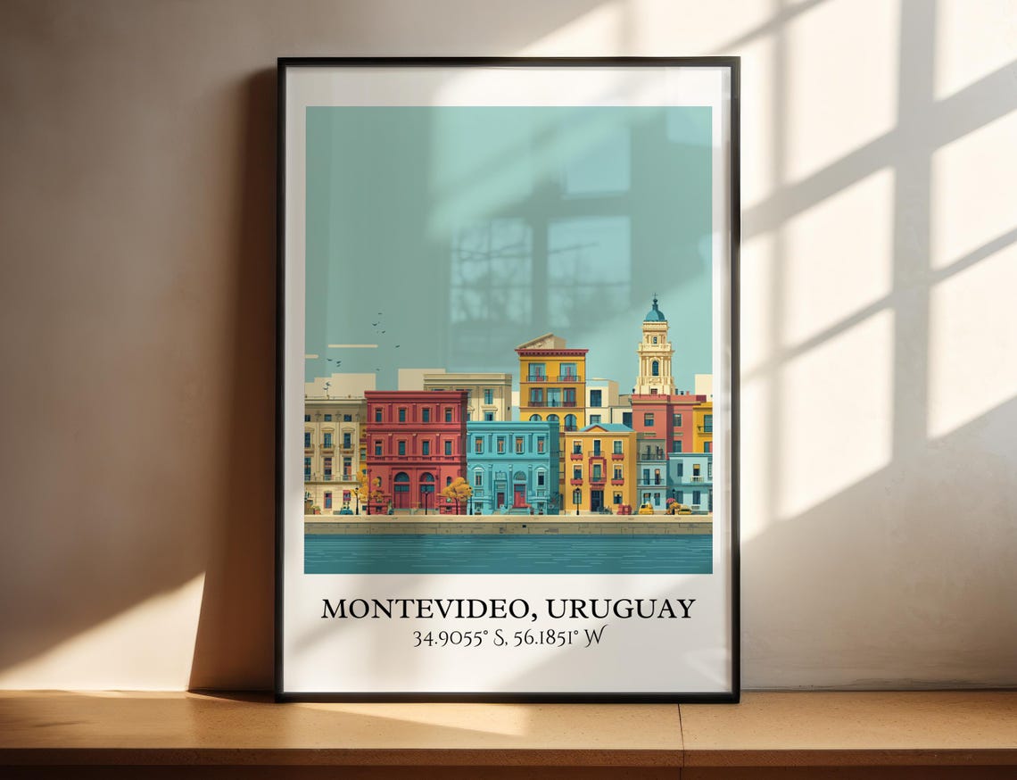 Montevideo Art Retro Travel Home Decor Uruguay Gift Prints Housewarming