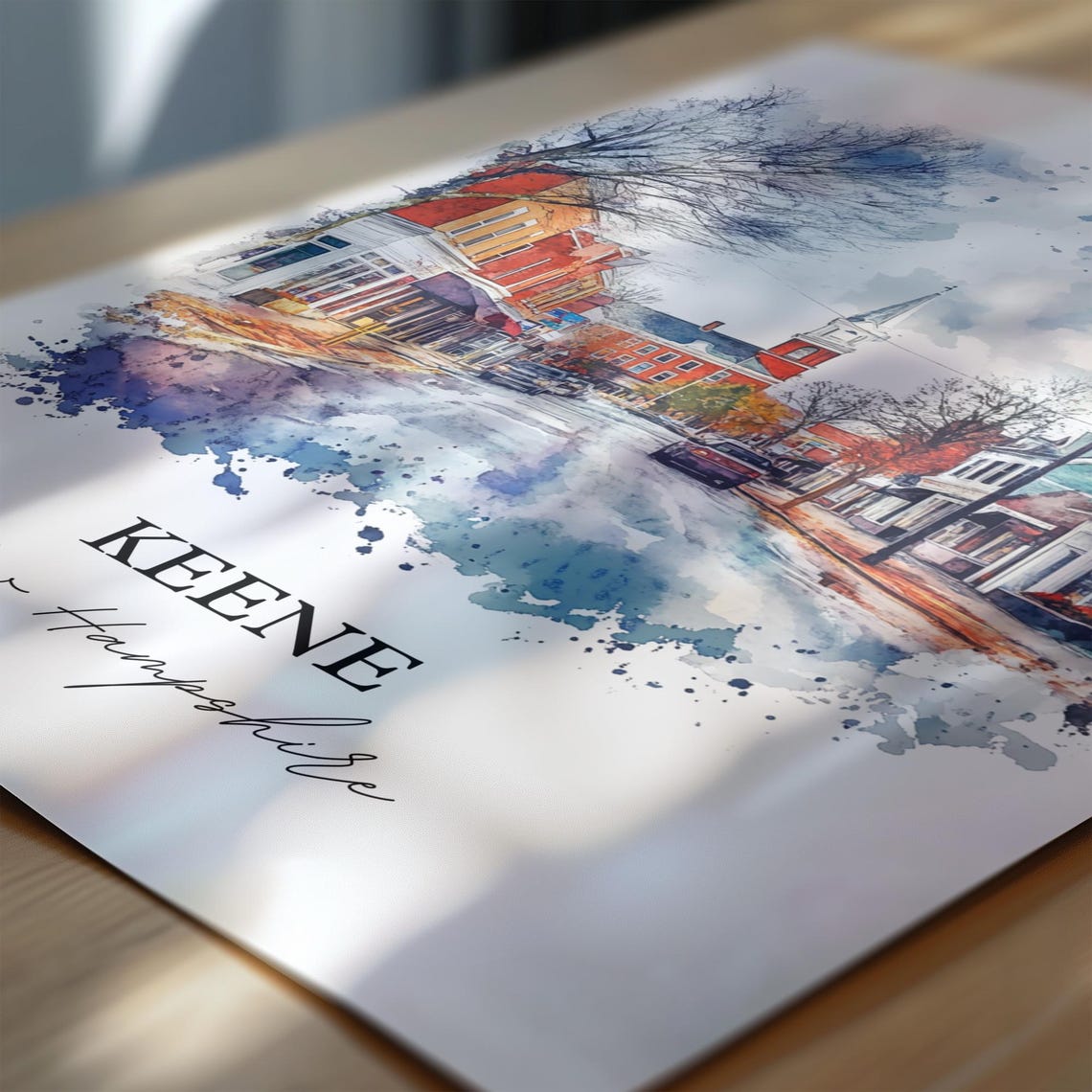 Keene New Hampshire Downtown Autumn Watercolor Travel Gift Poster - Image 6