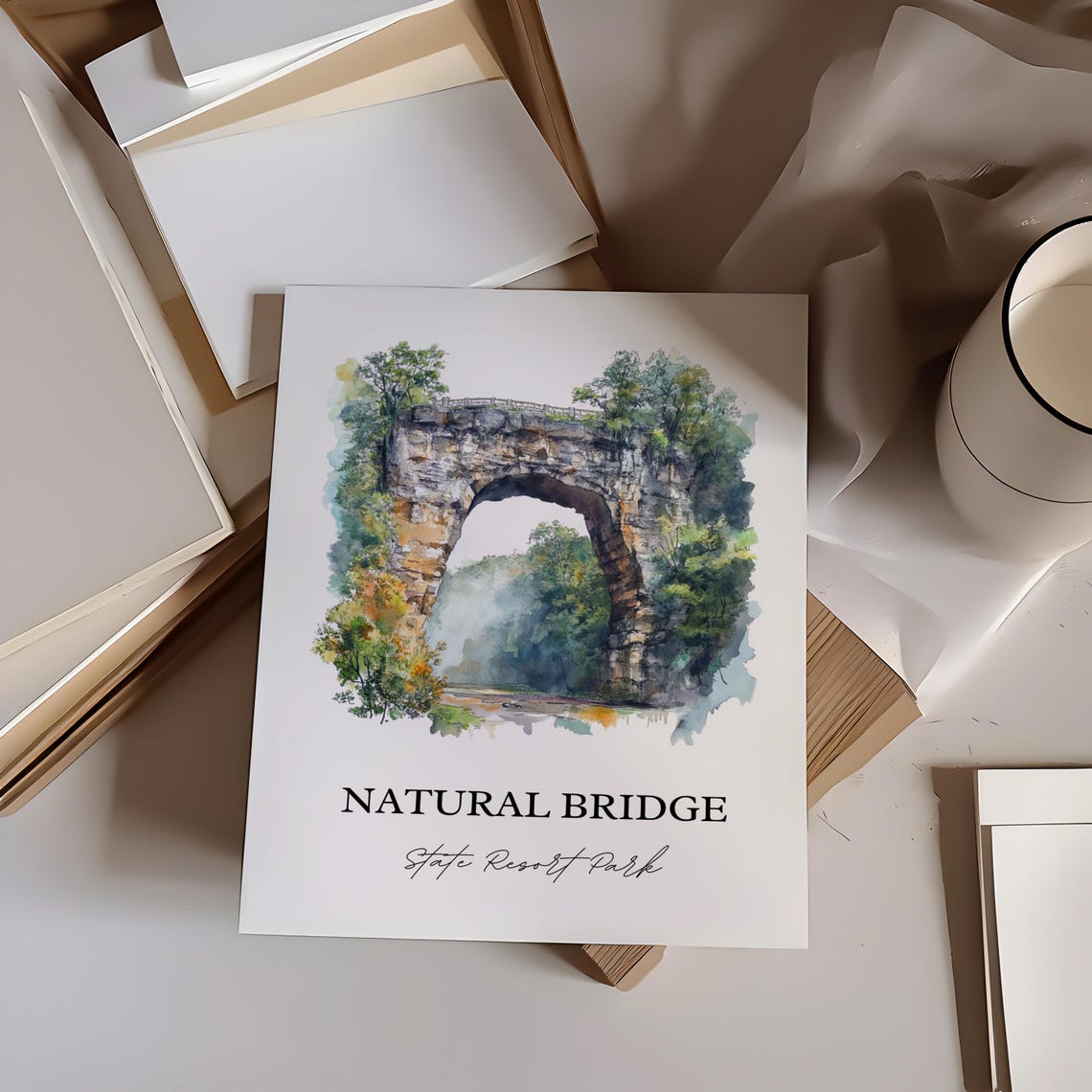 Natural Bridge State Resort Park Art Kentucky Print Kentucky Watercolor Art Slade Ky Gift Travel Print Travel Poster Housewarming Gift - Image 2