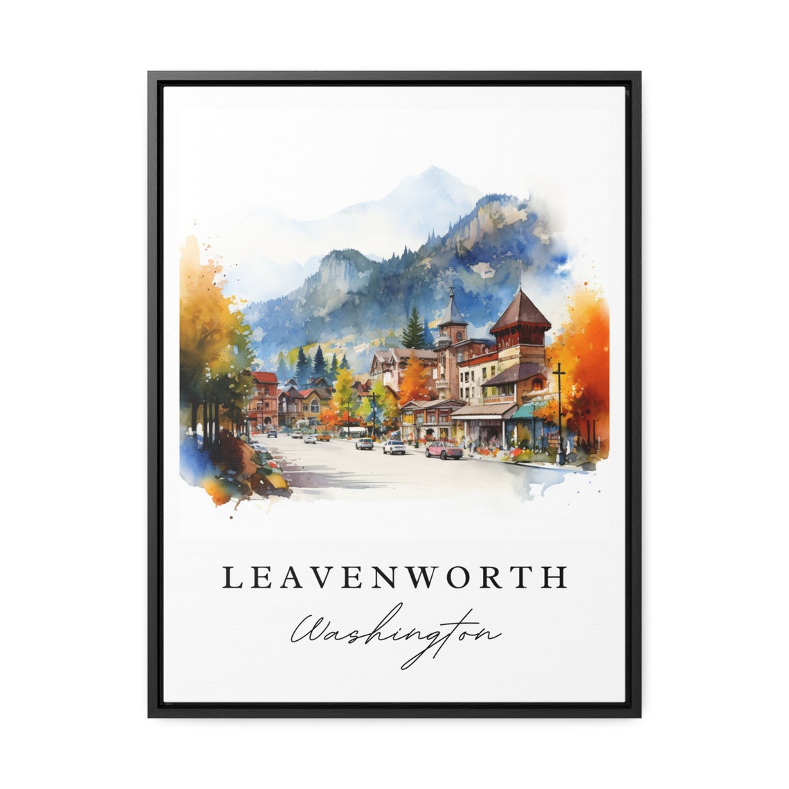 Leavenworth Washington Watercolor Bavarian Alpine Town Poster - Image 3