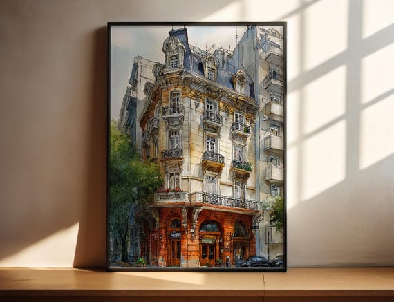 Buenos Aires Watercolor Art Travel Print Argentina Artwork Decor Wall