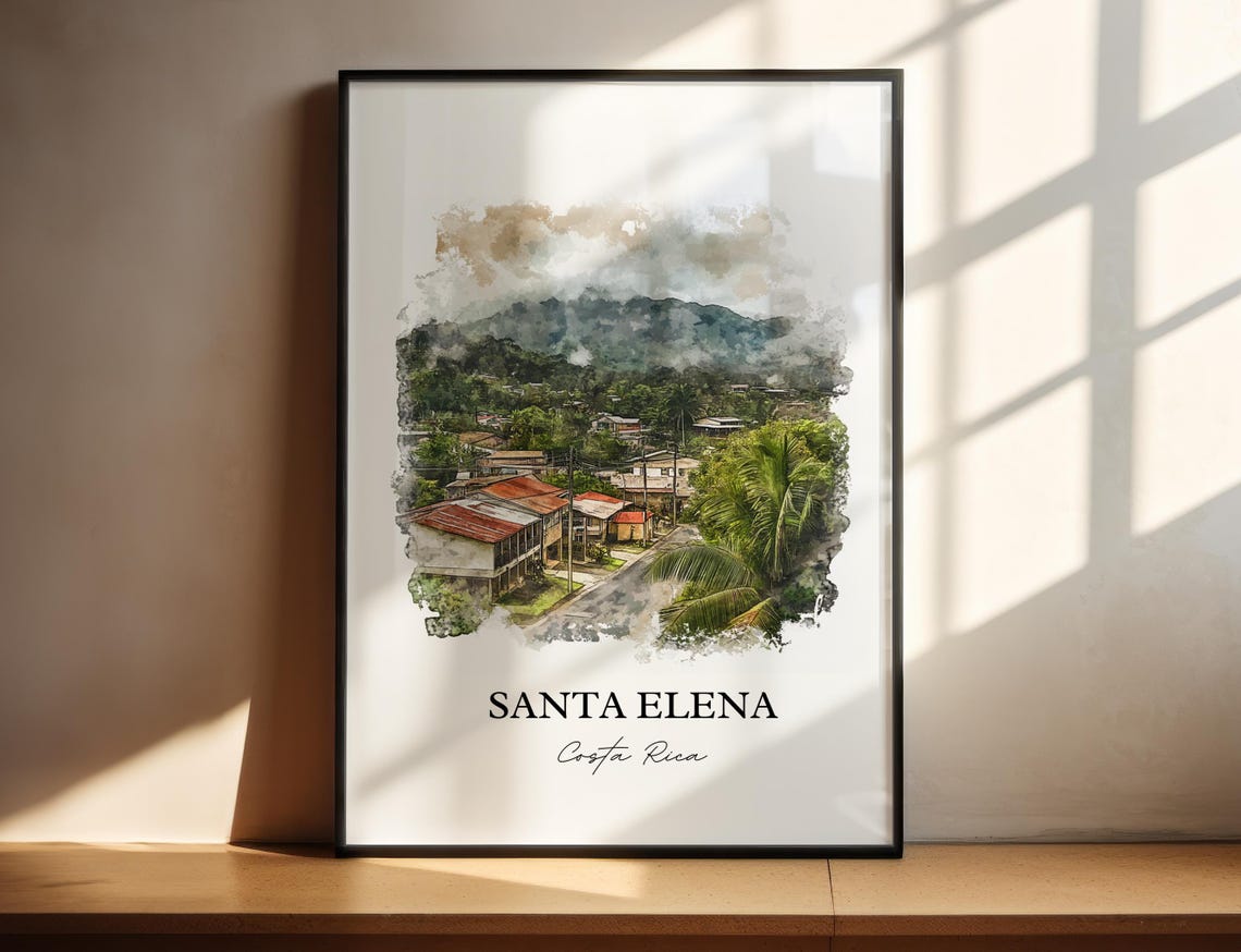 Santa Elena Costa Rica Cloud Forest Mountain Town Watercolor Poster