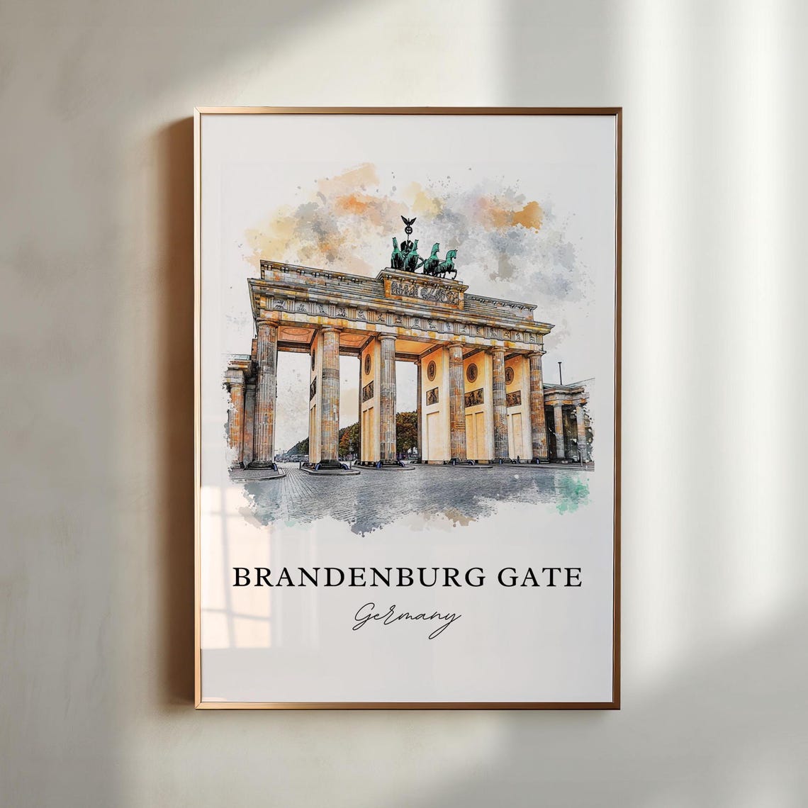 Brandenburg Gate Berlin Germany Historic Landmark Watercolor Poster