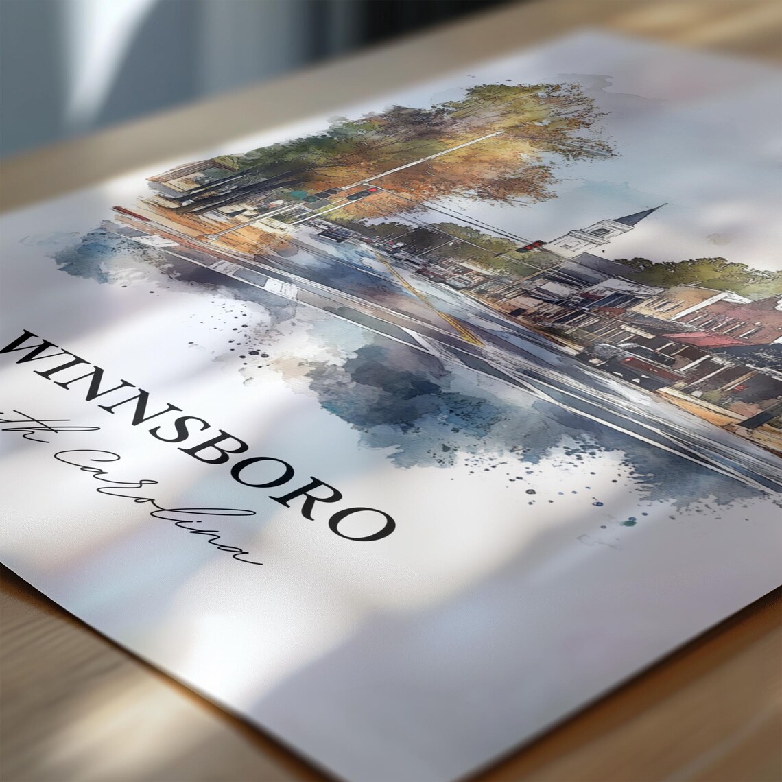 Winnsboro South Carolina Main Street Watercolor Travel Gift Poster - Image 6