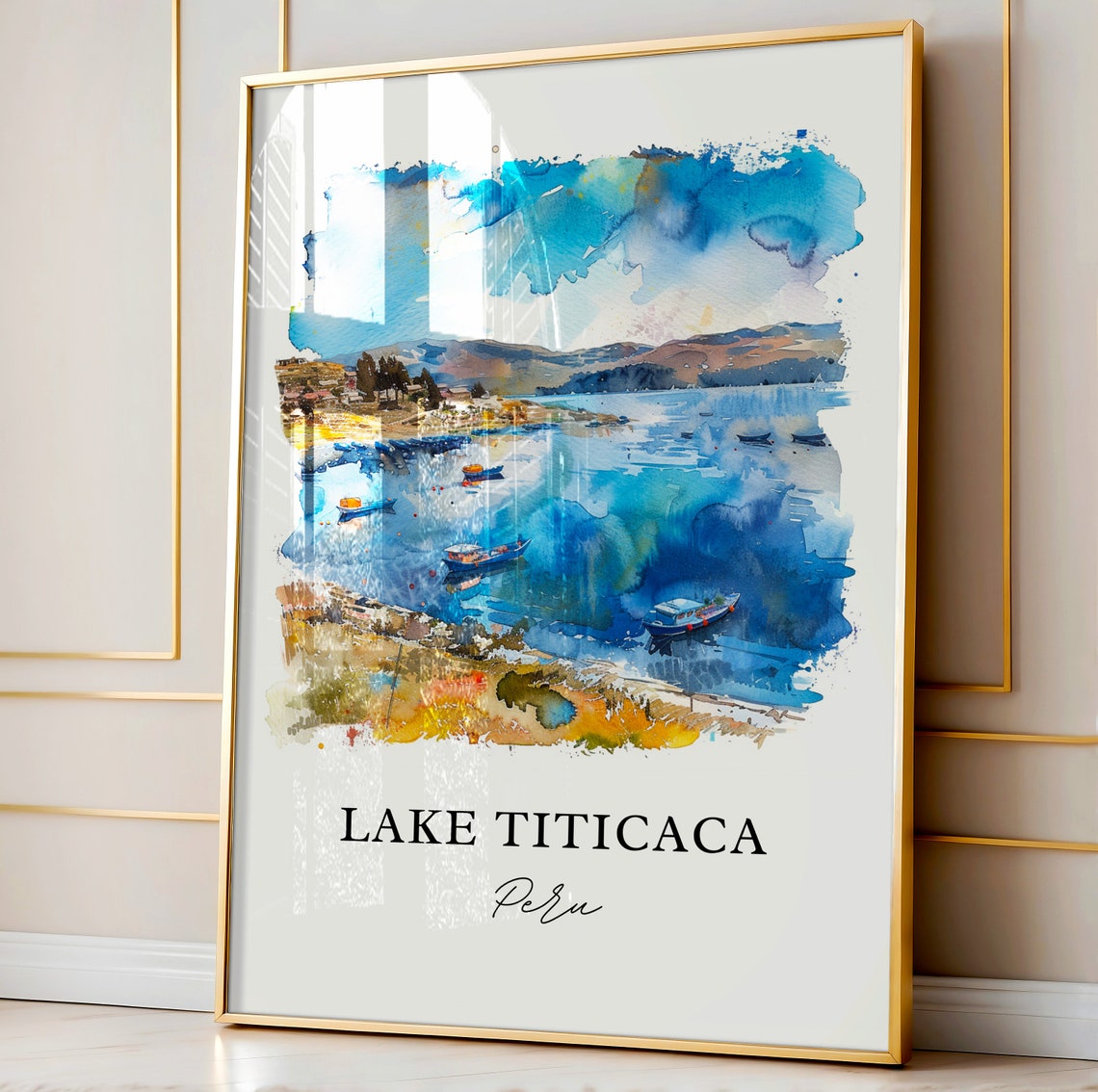 Lake Titicaca Wall Art Peru Print Watercolor Gift Travel Poster Housewarming - Image 5