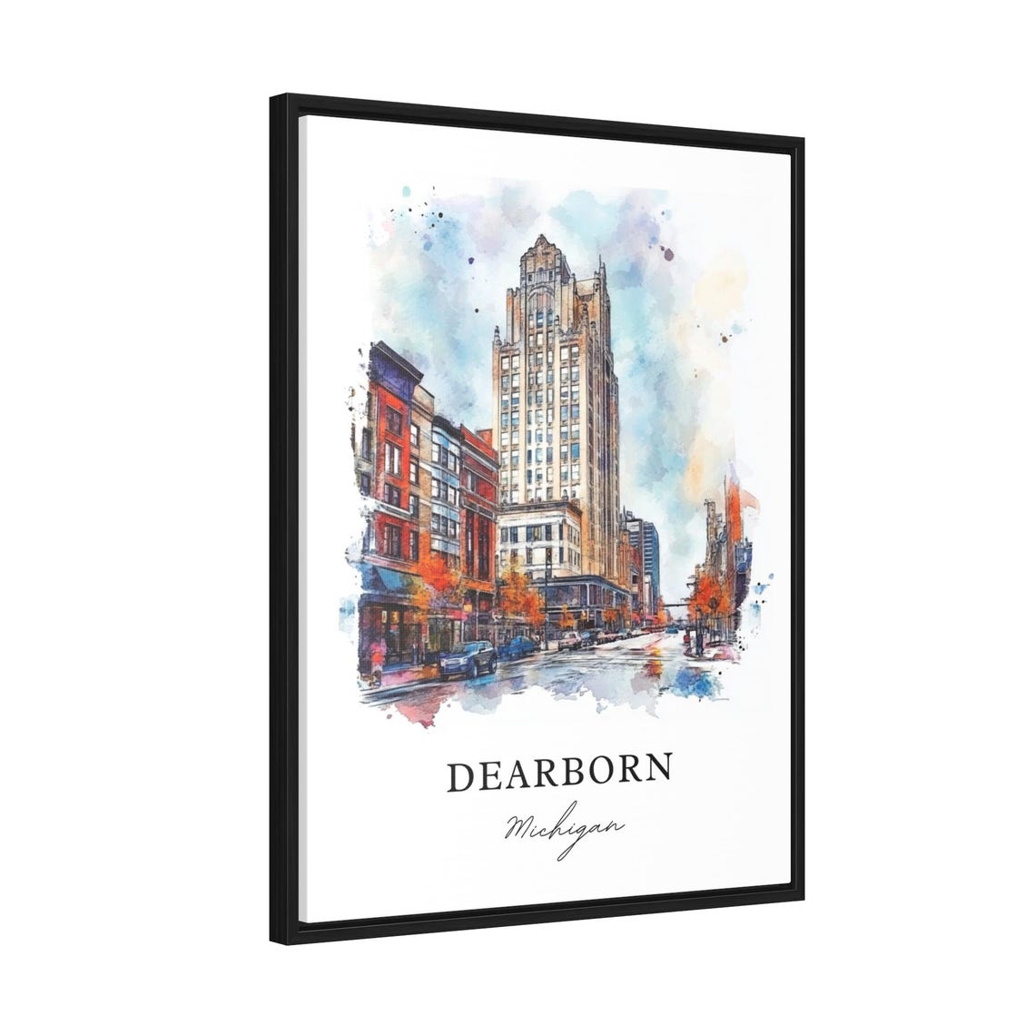 Dearborn Michigan Historic Art Deco Downtown Street Scene Poster - Image 2