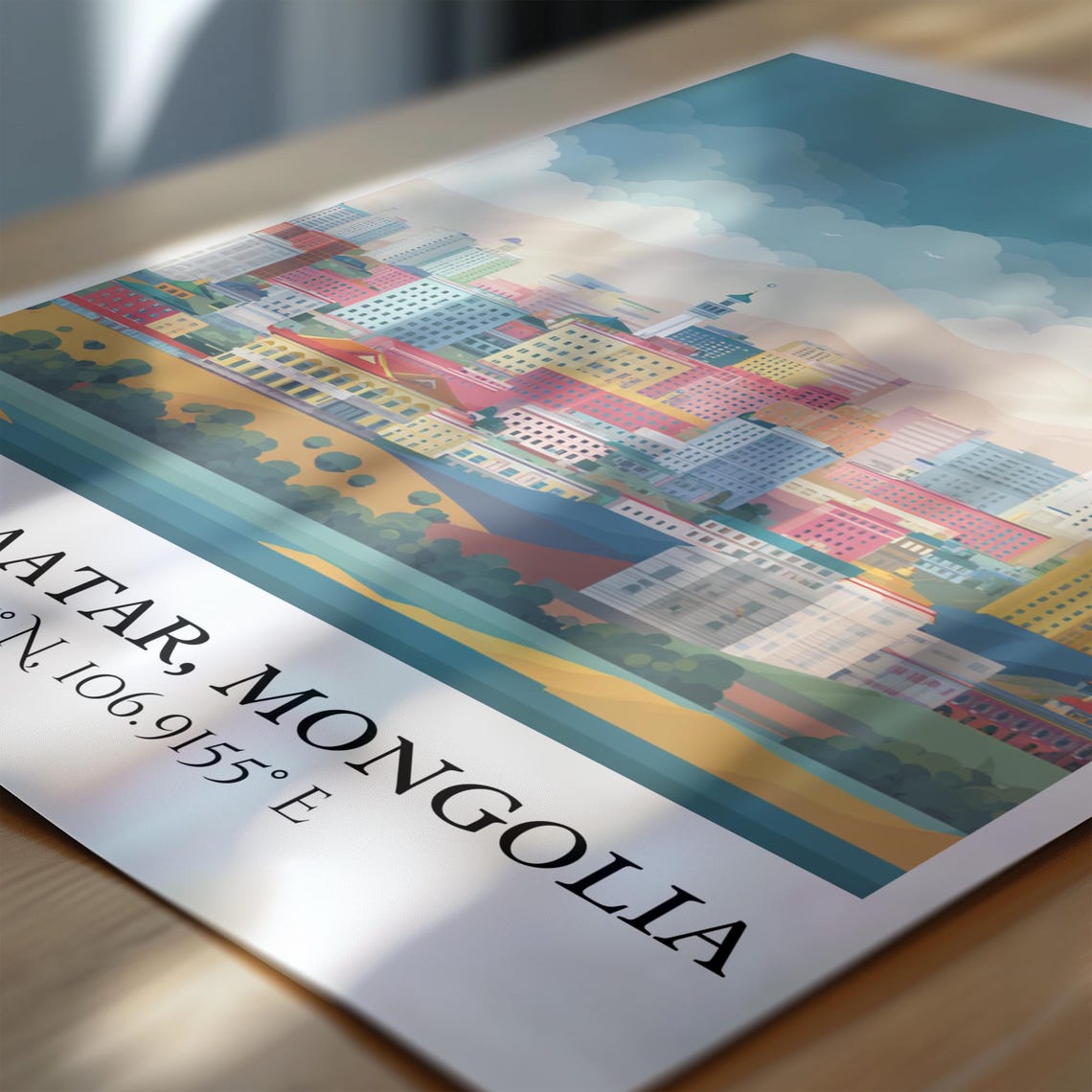 Ulaanbaatar Mongolia City Skyline Mountain Retro Travel Art Poster - Image 7