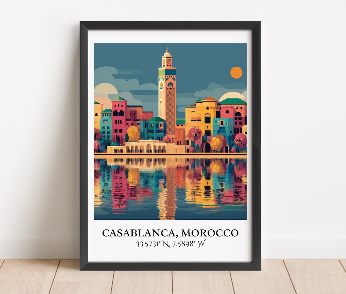 Casablanca Art Retro Travel Morocco Home Decor Gift Prints Housewarming - Image 3