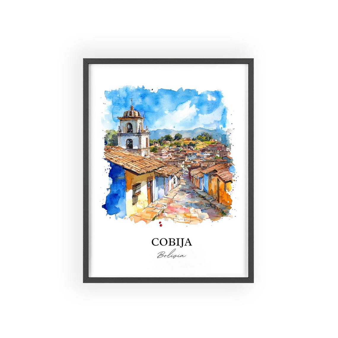 Cobija Bolivia Wall Art Pando Print Watercolor Gift Travel Poster Housewarming - Image 2