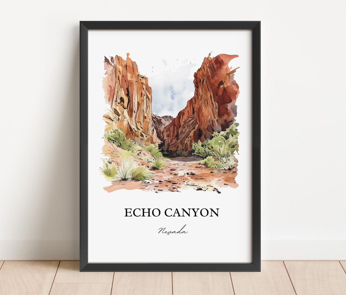 Echo Canyon Nevada Red Rock Canyon Watercolor Desert Travel Poster - Image 2
