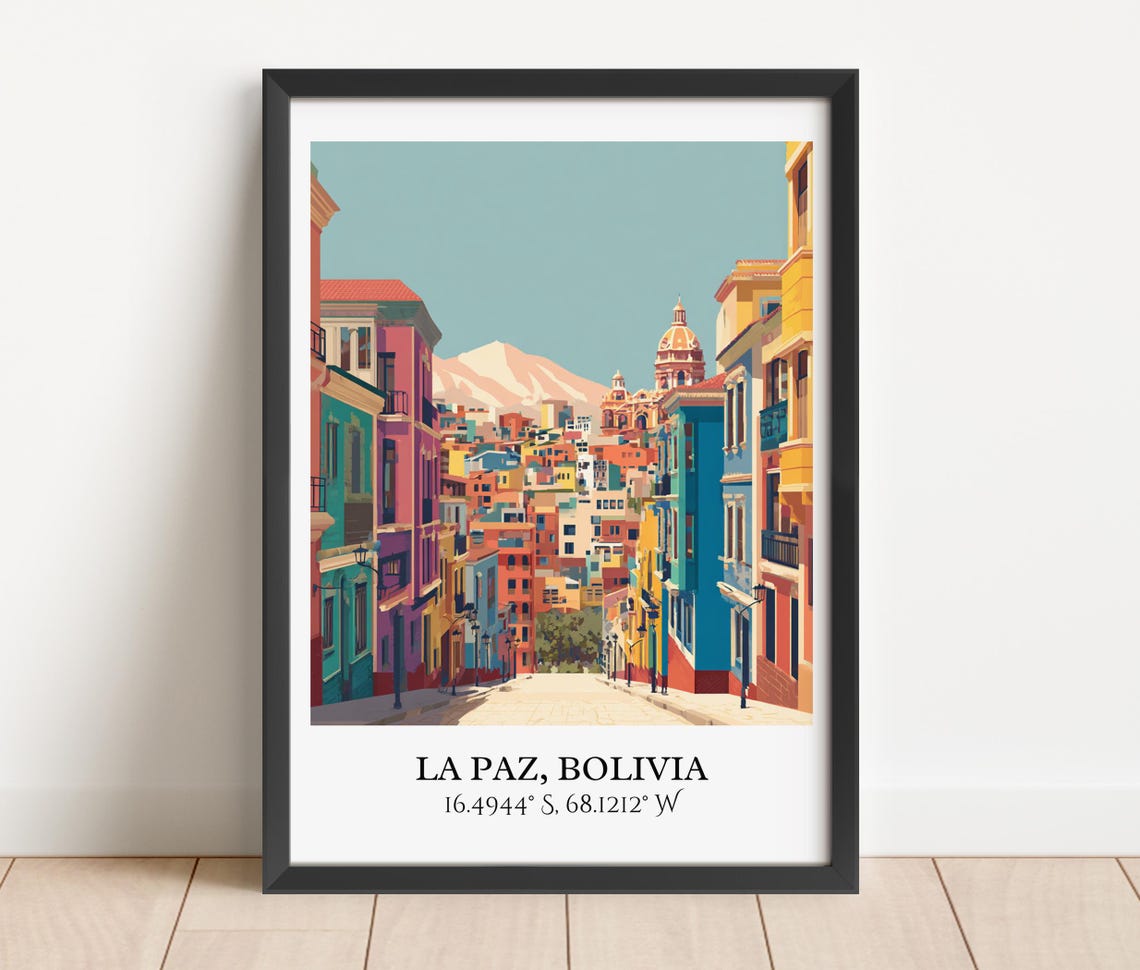La Paz Art Retro Travel Bolivia Home Decor Gift Prints Housewarming - Image 5