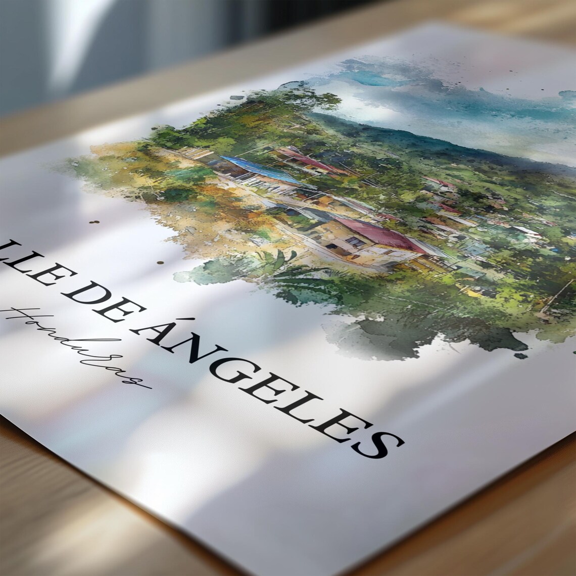 Valle de Angeles Honduras Watercolor Mountain Village Town Poster - Image 6