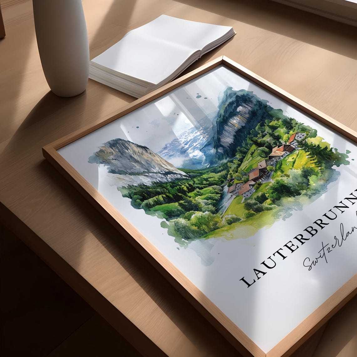 Lauterbrunnen Switzerland Alpine Valley Watercolor Travel Poster - Image 5