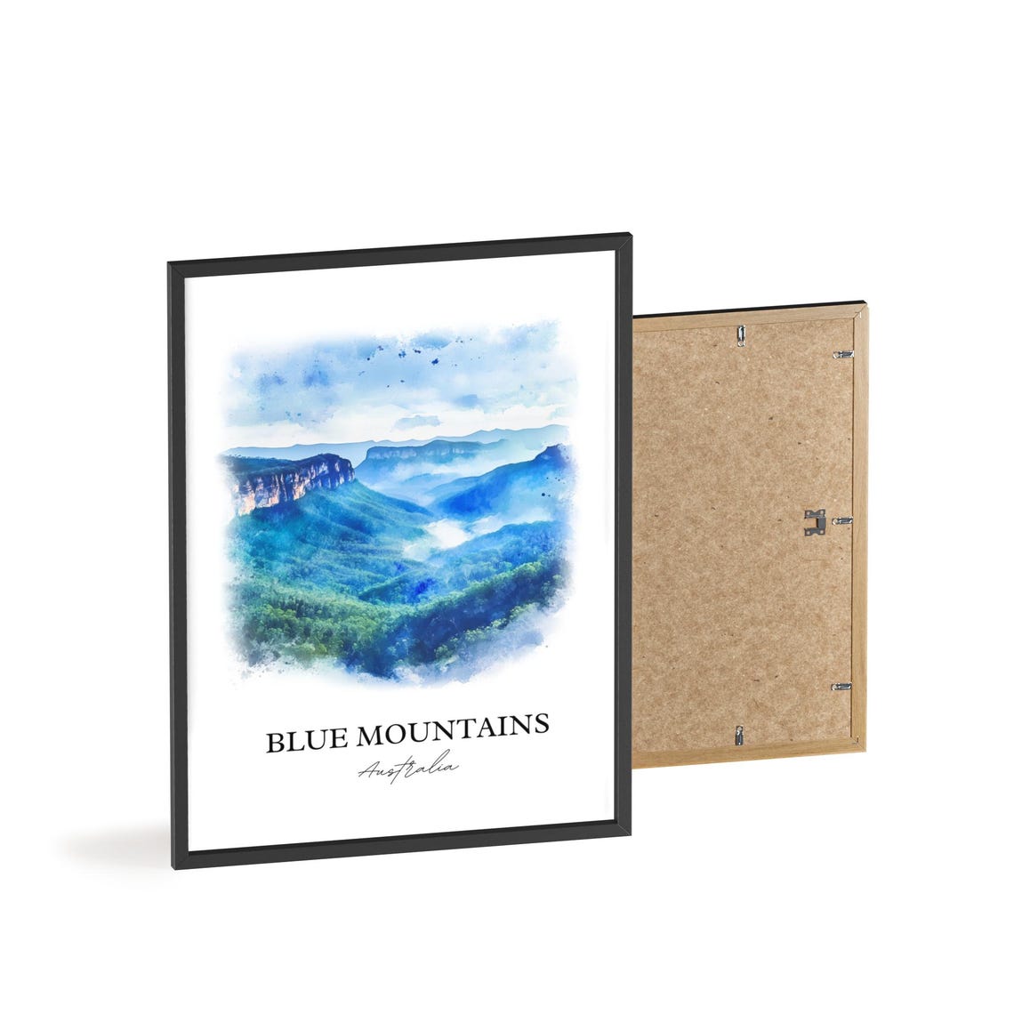 Blue Mountains Australia Misty Eucalyptus Valley Watercolor Poster - Image 2
