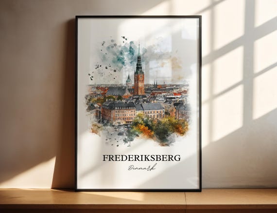 Frederiksberg Denmark Watercolor Travel Poster