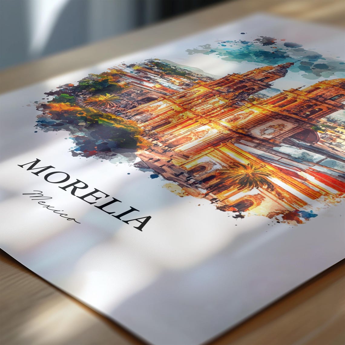 Morelia Mexico Watercolor Travel Poster, Michoacán - Image 6