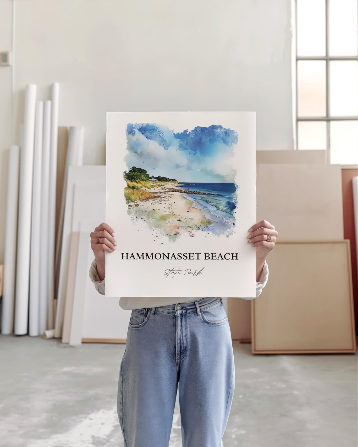 Hammonasset Beach, Connecticut Watercolor Travel Poster - Image 3