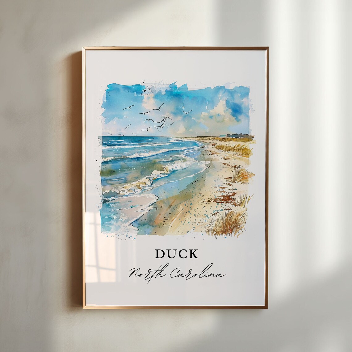 Duck NC Watercolor Travel Poster, Dare County
