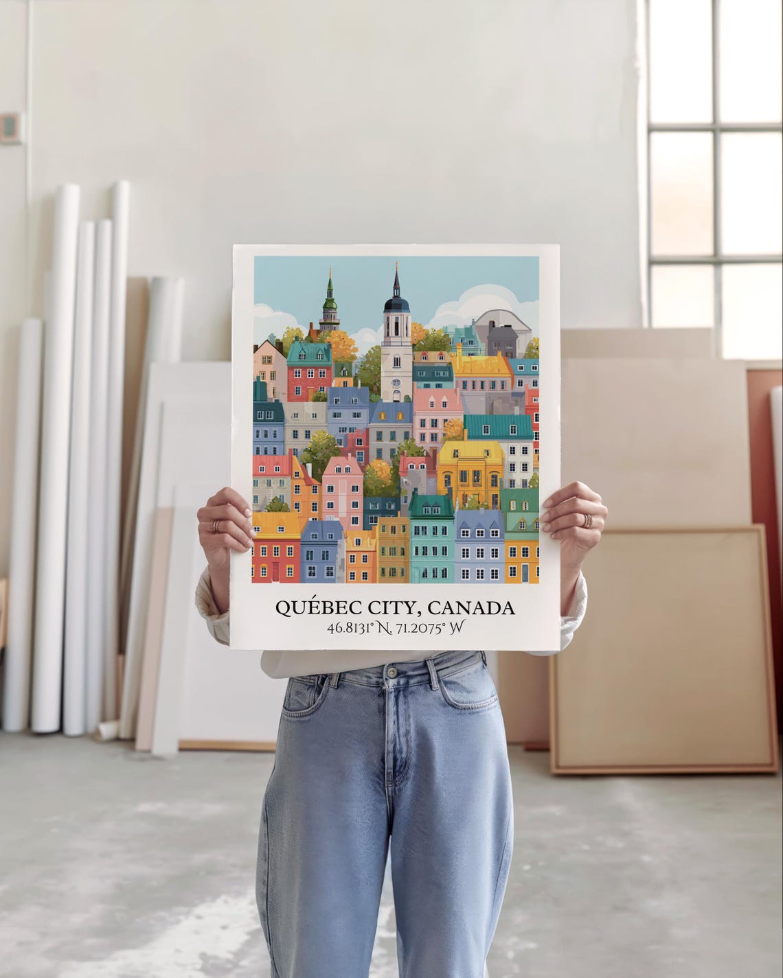 Quebec City Canada Old Town Church Towers Retro Travel Poster - Image 5