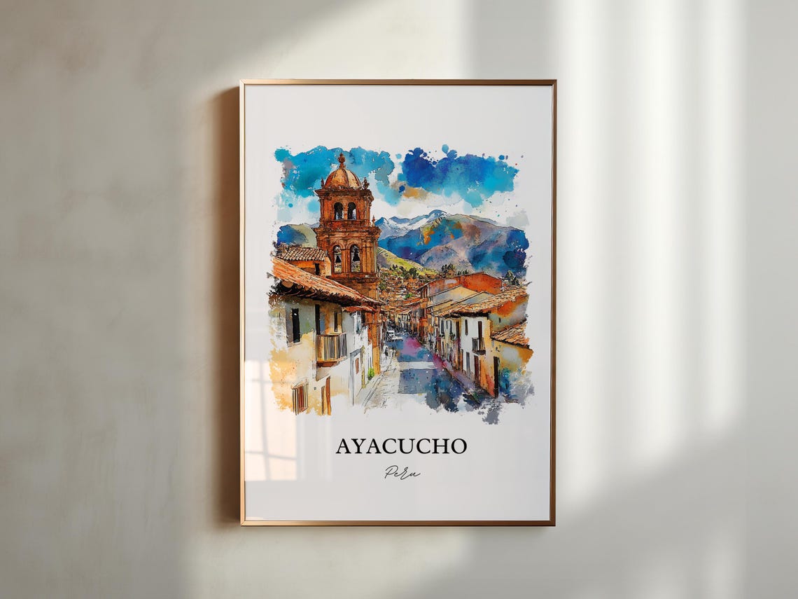 Ayacucho Wall Art Print Peru Watercolor Gift Travel Poster Housewarming - Image 4