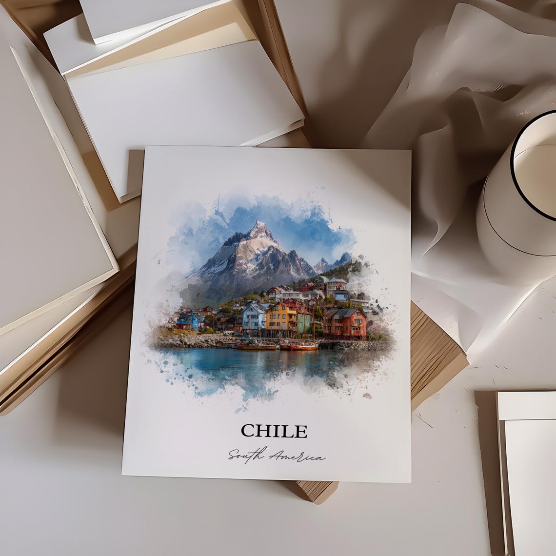 Chile Wall Art Print Watercolor Country Gift Travel Poster Housewarming - Image 2