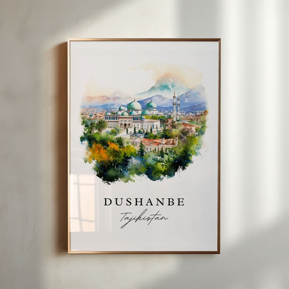 Dushanbe Wall Art Tajikistan Print Wedding Gift Birthday Present Custom Text Perfect