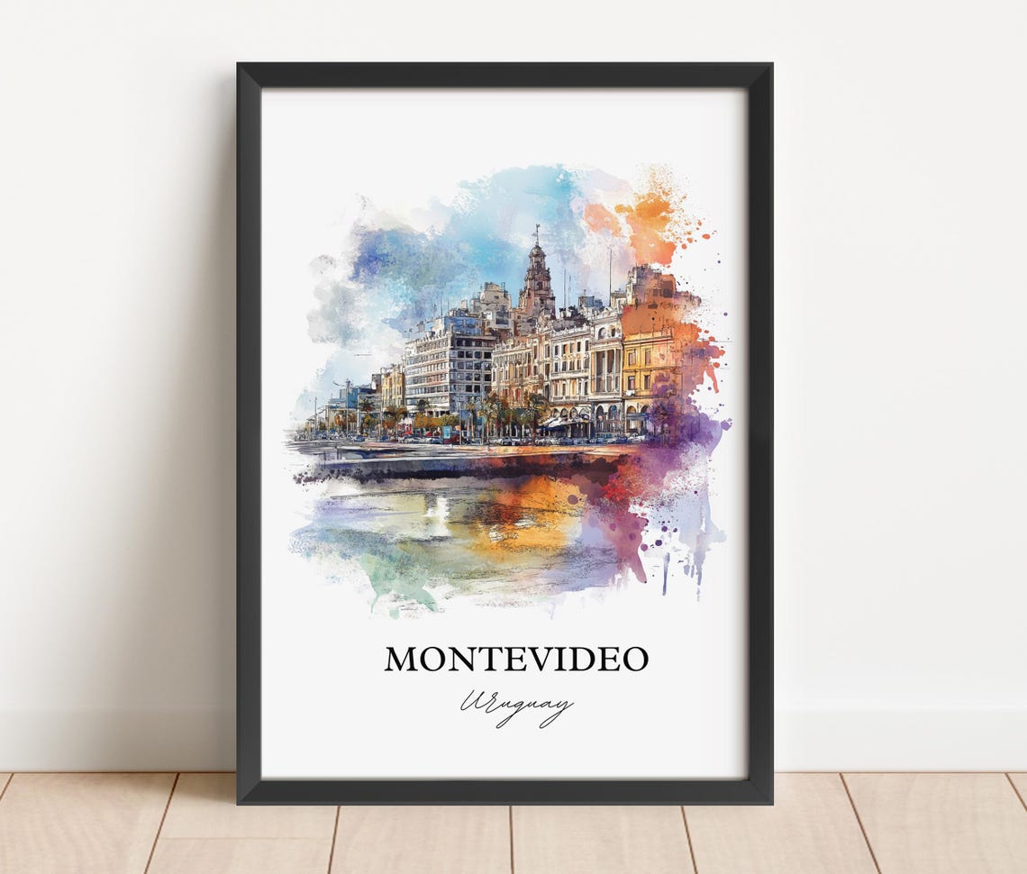 Montevideo Wall Art Print Uruguay Watercolor Gift Travel Poster Housewarming - Image 5