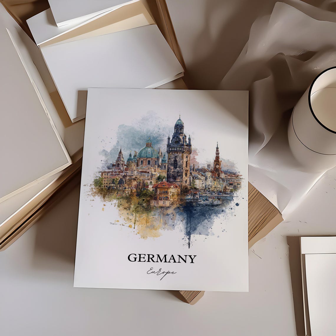 Germany Watercolor Travel Poster, Europe Art Print - Image 2