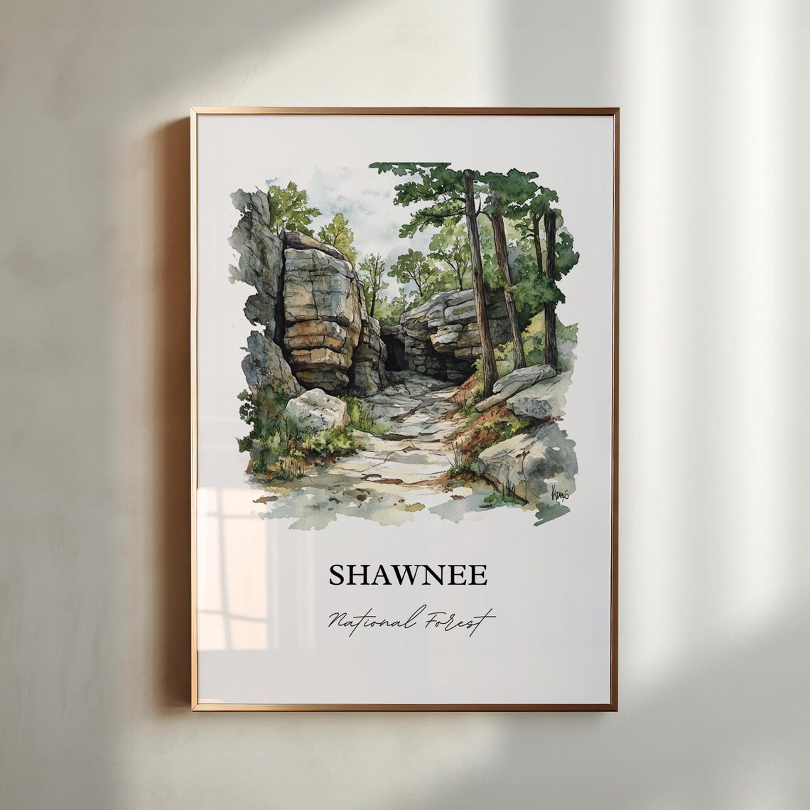 Shawnee National Forest, Illinois Watercolor Travel Poster