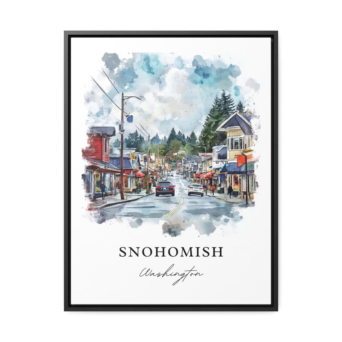 Snohomish Washington Historic Main Street Town Watercolor Poster - Image 2
