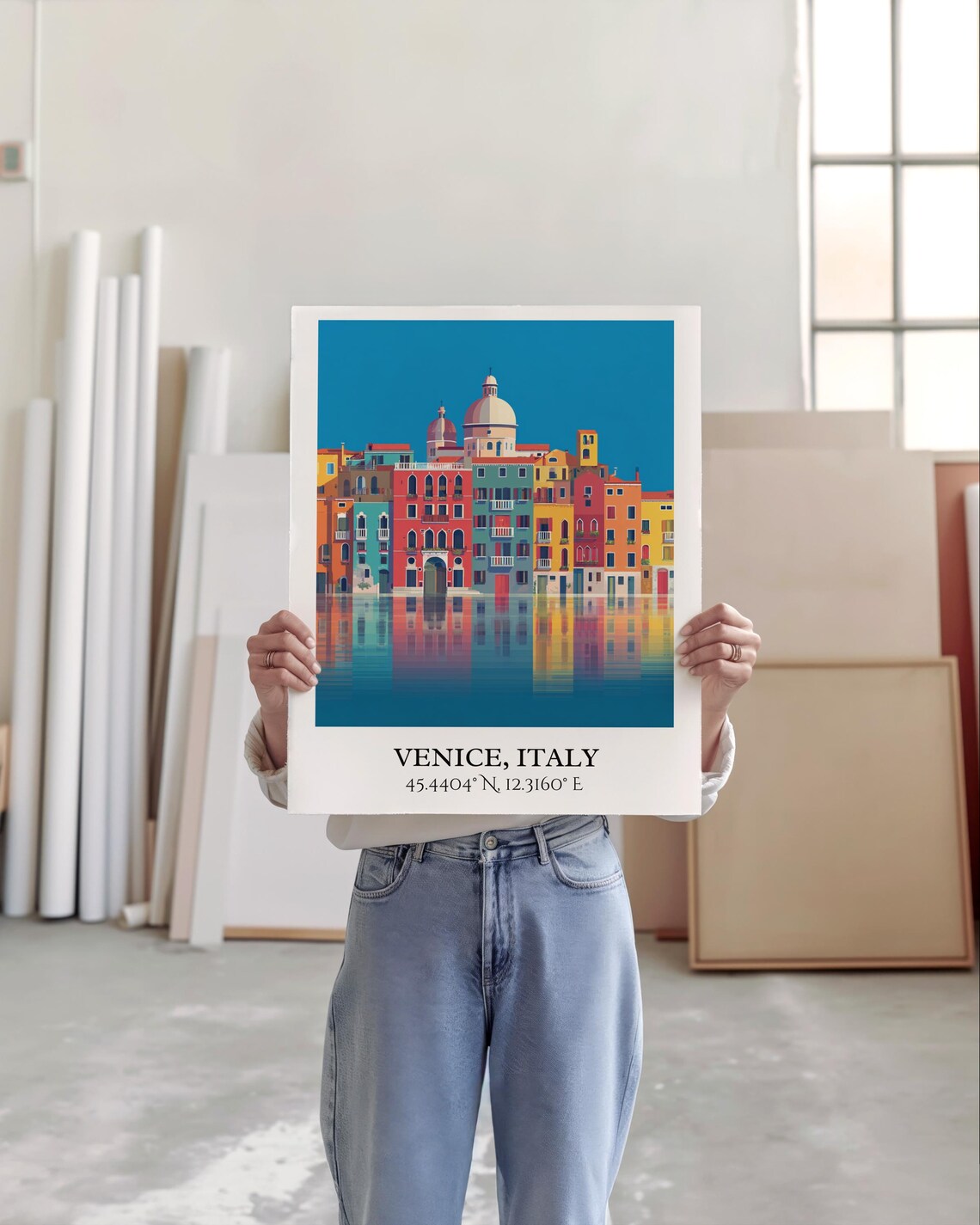 Venice Italy Retro Canal Houses Reflection Vintage Travel Decor Poster - Image 3