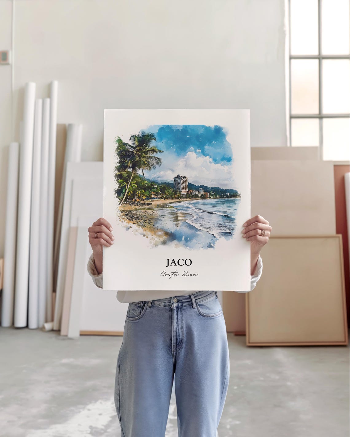 Jaco Costa Rica Palm Lined Beach Town Surf Watercolor Poster - Image 5