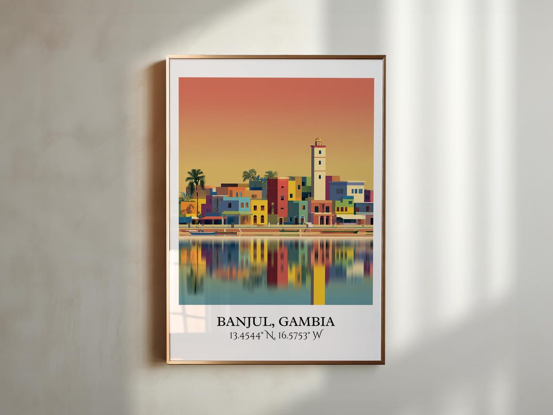 Banjul Gambia Harbor Lighthouse Sunset Waterfront Travel Poster - Image 6