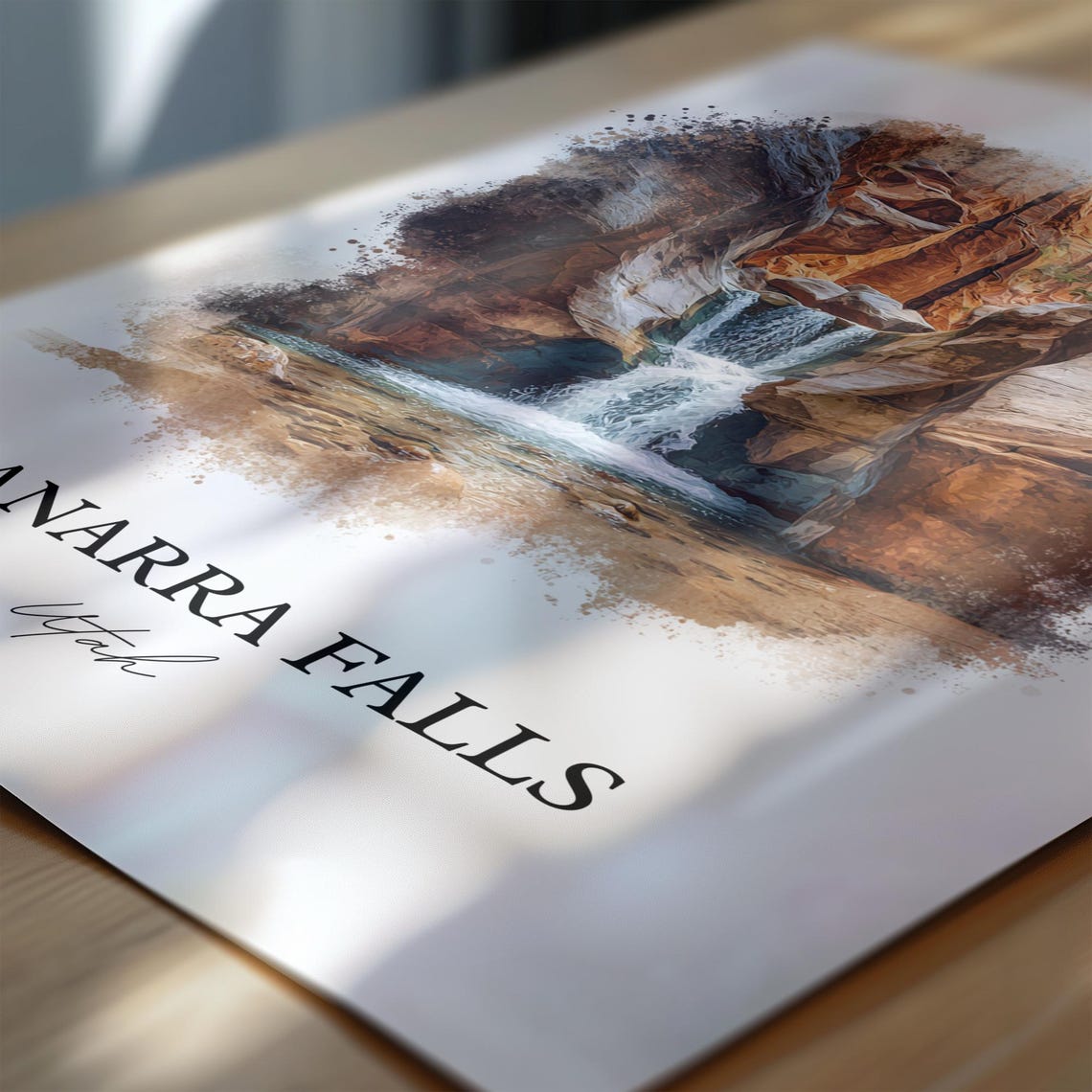 Kanarra Falls Utah Red Slot Canyon Cascade Watercolor Poster - Image 6