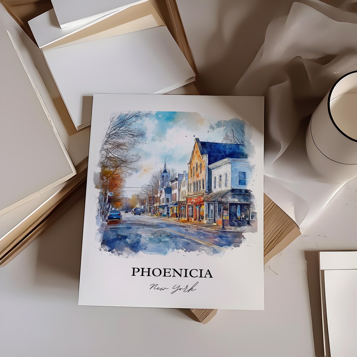 Phoenicia New York Main Street Historic Town Watercolor Poster - Image 3
