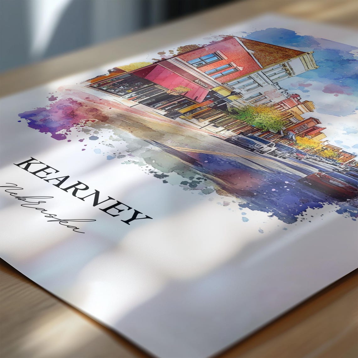 Kearney Nebraska Wall Art Buffalo County Ne Print Watercolor Gift Travel Poster Housewarming - Image 6
