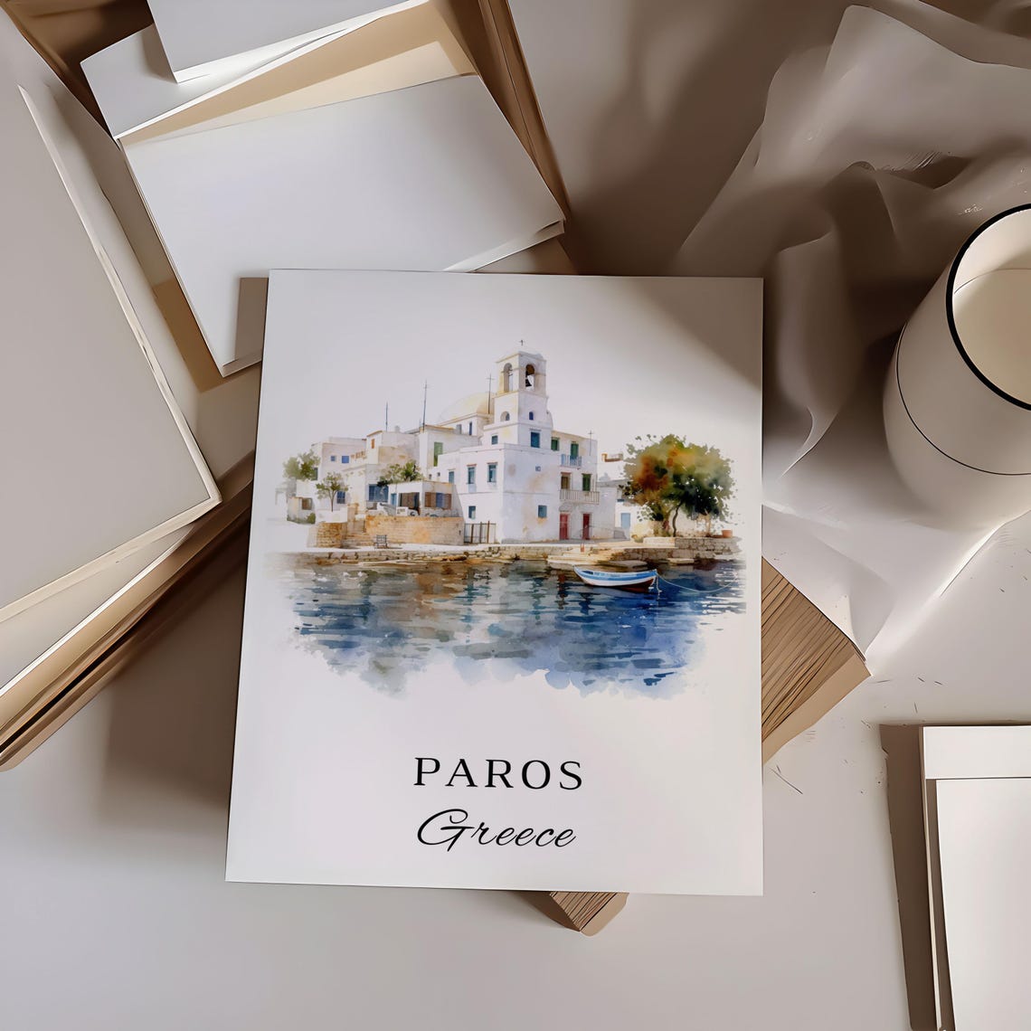 Paros Greece Travel Poster, Parikia Custom Text - Image 5