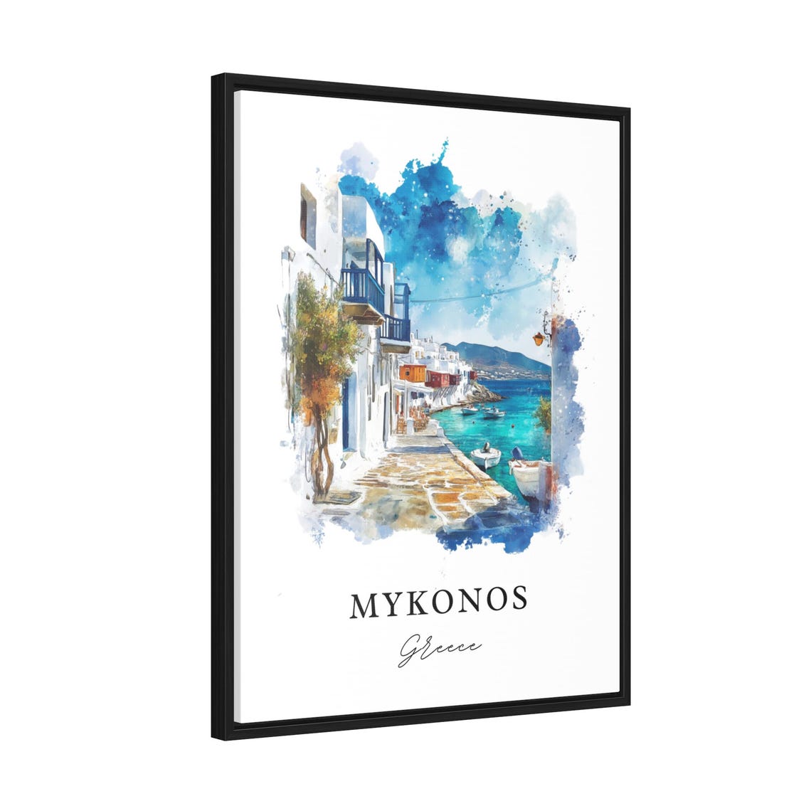 Mykonos Travel Poster, Watercolor Greece Print - Image 2