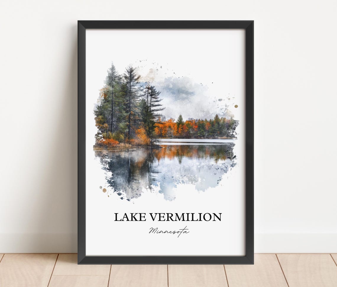 Lake Vermilion Minnesota Misty Autumn Pine Reflection Poster - Image 2