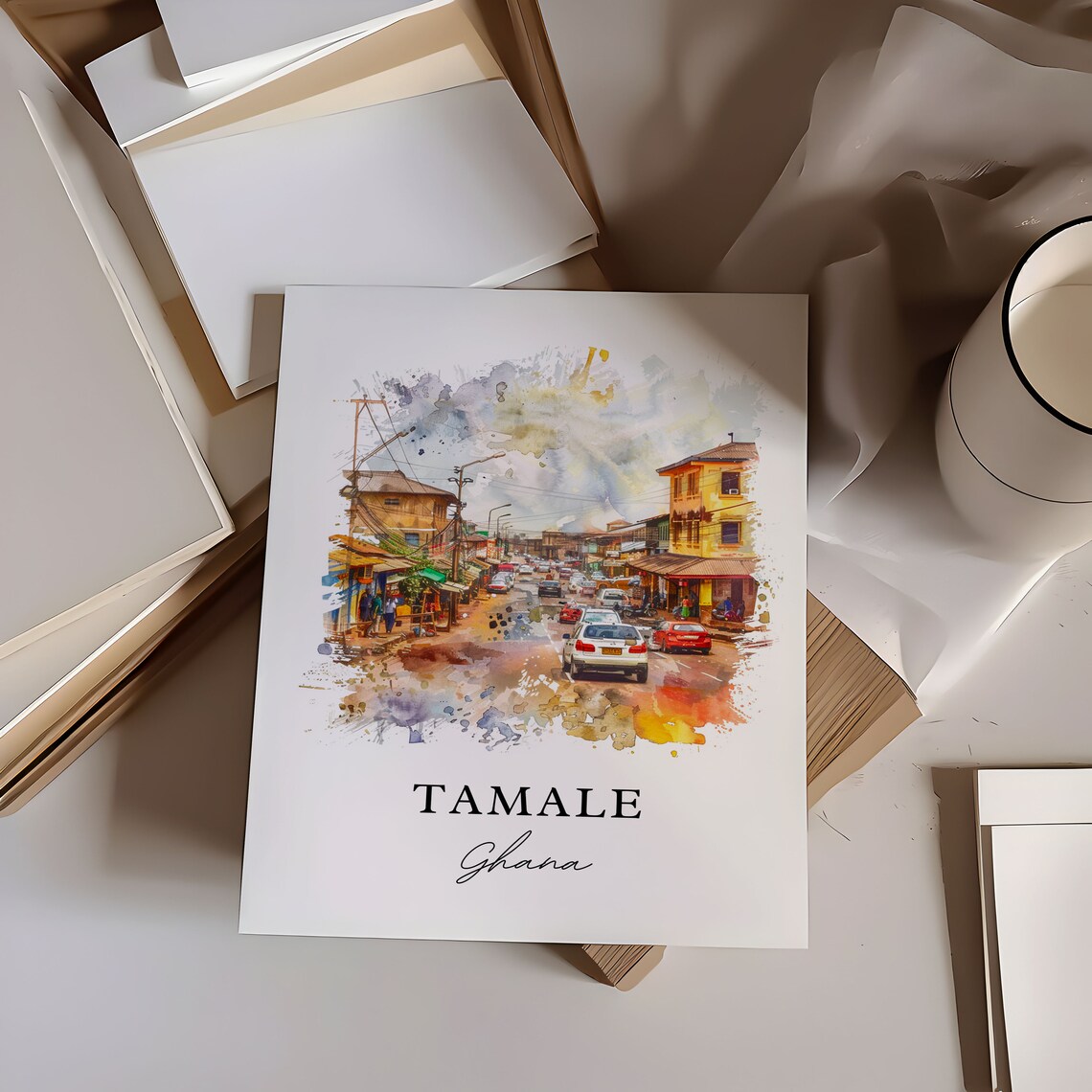 Tamale Ghana Watercolor Travel Poster, Housewarming - Image 5