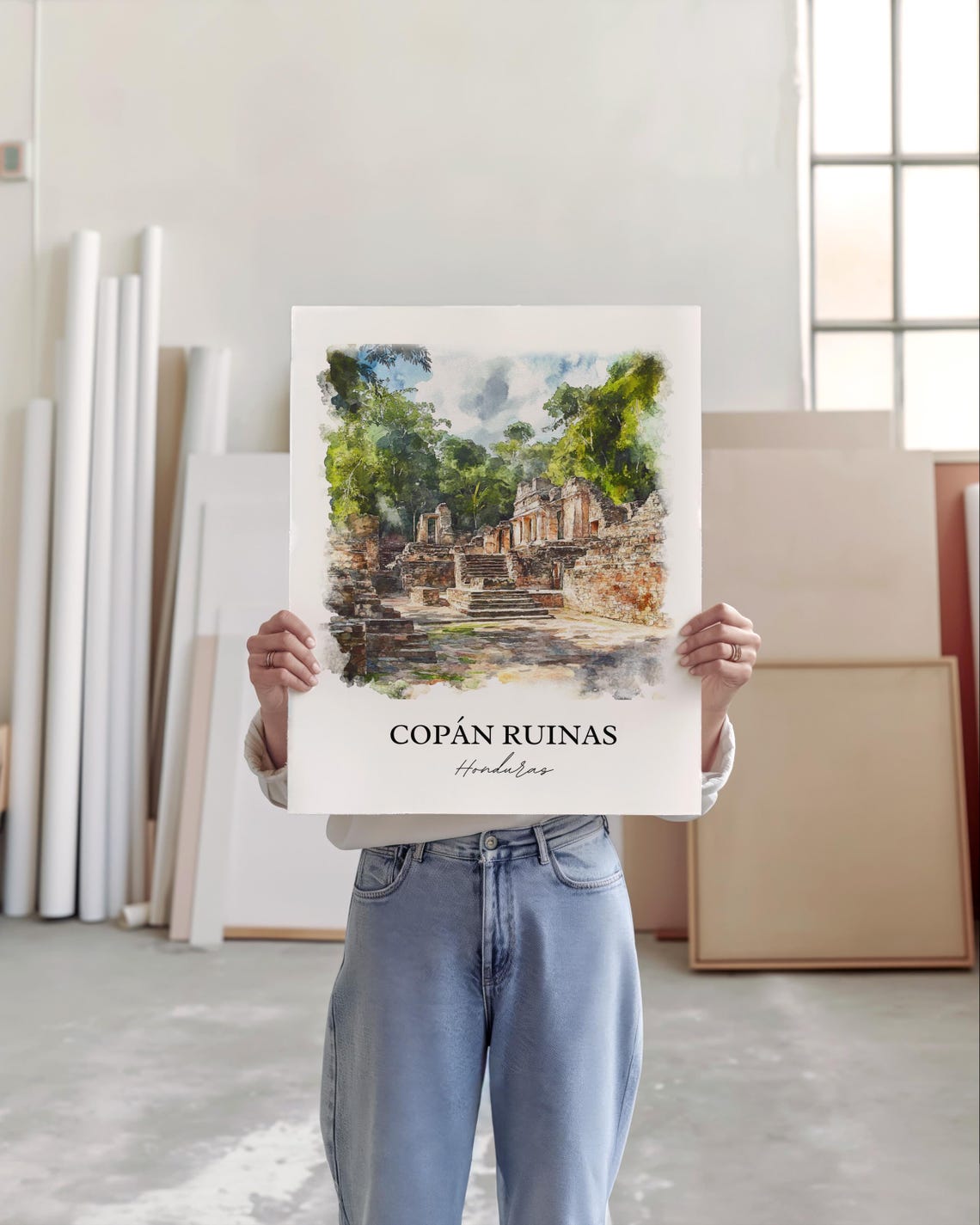 Copan Ruinas Wall Art Honduras Print Watercolor Gift Travel Poster Housewarming - Image 4
