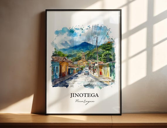 Jinotega Wall Art Print Nicaragua Watercolor Gift Travel Poster Housewarming
